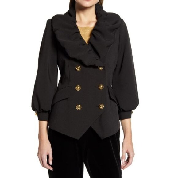 HALOGEN x Atlantic-Pacific Ruffle Front Blazer - Picture 1 of 9